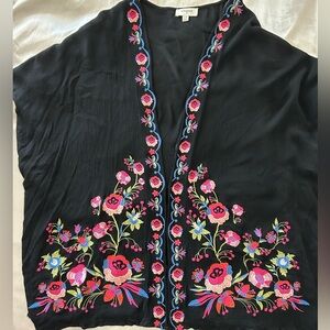 Umgee Black Kimono with Colorful Embroidery